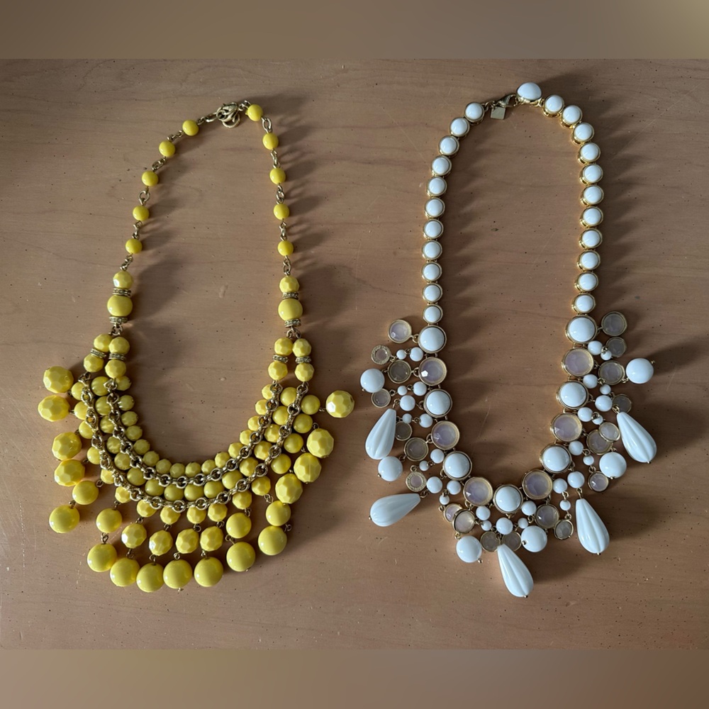 Banana Republic 2 for 1 Statement Necklaces. Yellow and White.